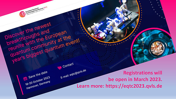 Screenshot der Konferenzwebseite der European Quantum Technologies Conference 2023.